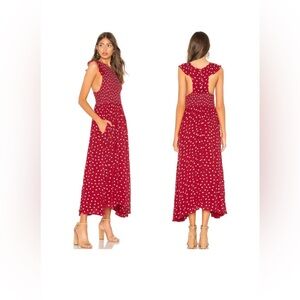 Free people red polka dot dress midi Racerback dress